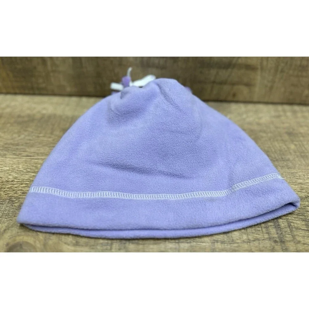 OshKosh B'gosh girls youth size 7 to 16 purple fleece winter hat with pompom